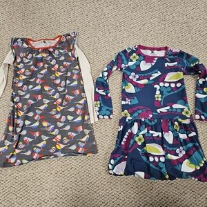 Lot‎ of 2 - Tea Collection Girls Dresses Long Sleeved - Size 8 - Birds Nature